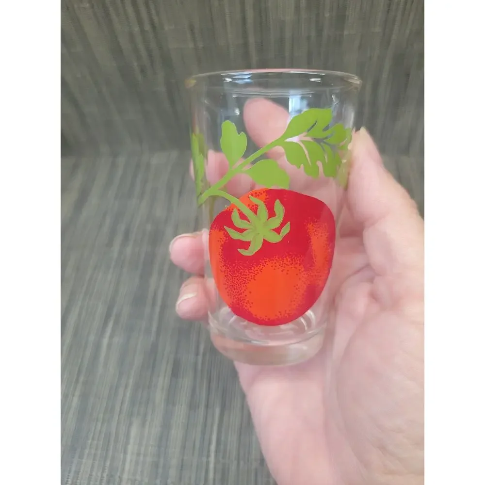 6 Vintage Swanky Swig Tomato Juice Glasses, 3-3/4